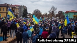 Мітинг проти окупантів у Генічеську, Херсонська область. Україна, 6 березня 2022 року