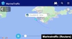 Скріншот траєкторії шляху HMS Defender із ресурсу Marinetraffic