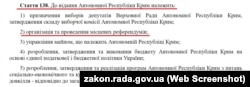 Стаття з Конституції України про організацію місцевих референдумів у Криму