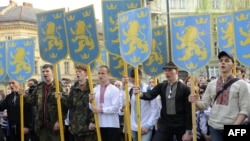 Архівне фото. Учасники маршу, в рамках святкування 71-ї річниці з дня створення дивізії СС «Галичина», у Львові, 27 квітня 2014 року