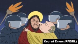 Политическая карикатура "Путин и Габышев" российского художника Сергея Елкина