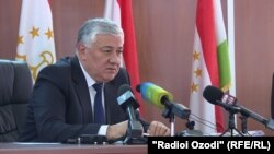 Tajikistan -- Shermuhammadi Shohiyon, head of High Court of Tajikistan during press conference in Dushanbe, 8FEB2021 