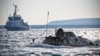 RUSSIA - One of the two BRDM-2 amphibious armoured cars prepares to re-enact crossing the Kerch Strait from mainland Russia's Taman to Crimea's Kerch