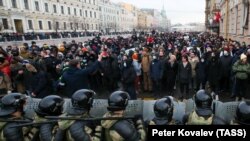 Акция в поддержку Навального 31 января в Санкт-Петербурге